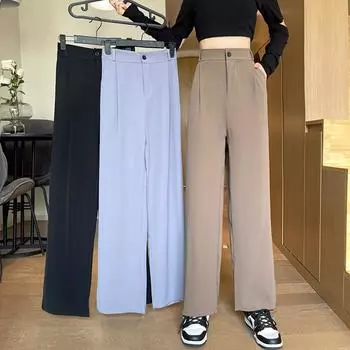 Women s Spring and Autumn Models Loose Plus Size Thin Breathable Drape Feeling Loose Wide Leg Straight Trousers 4XL
