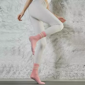 Women s Stripes Long Yoga Socks Toe Socks Pilates Socks Professional Non Slip Knee Socks Sports Finger Socks Recommend New powder