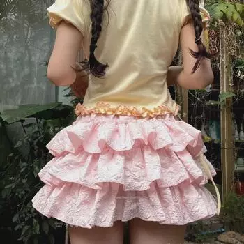 Women s Summer Ballet-Inspired Puffy Skirt with Slim Fit and Wrinkled Design Extra Large чёрный
