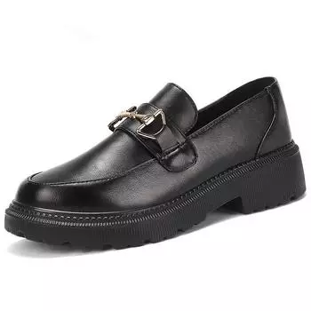Women s summer new casual versatile black uniform shoes, student one-pedal single shoes 35
