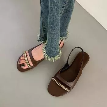 Women s Summer Sandals Luxury Artificial Leather Casual Barefoot For Women 2024 Comfortable Flats Outdoor Fashion Open Toe Shoes 36 бежевый