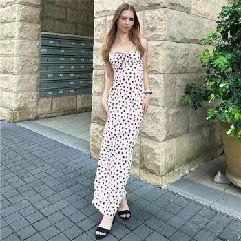 Women s Summer Sweet Floral Halter Long Lace Splicing Dresses S розовый