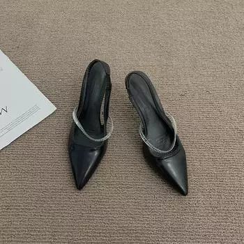 Women s Temperament Sandals 2024 Summer New Fashion Thin High Heel Pointed Single Shoes Versatile Comfortable Banquet High Heels 35 абрикосовый