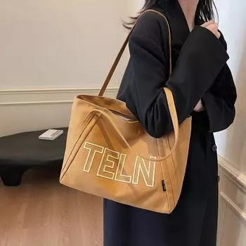 Женская сумка-тоут Student Class Холщовая сумка-тоут Letter Shoulder Handbag бежевый