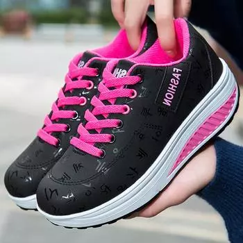 Women S Vulcanized Shoes Mesh Heightening Shake Shoes Flat Platform Casual Sneakers Low Top Walking Shoes Shoeslaces 36 красный