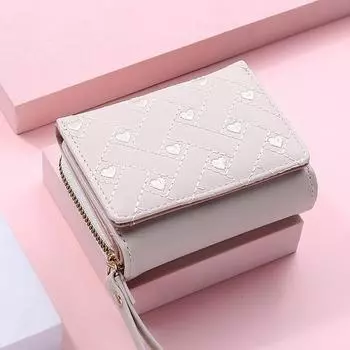 Women s Wallet For PU Leather Fashion Embroidered Love Tri-fold Small Wallet Card Holder Multi-card Slot Coin Purses