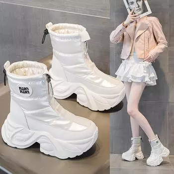 Women s Waterproof Anti-Slip Thick-Sole Snow Boots with Velvet Lining for Winter 2024 Size 37