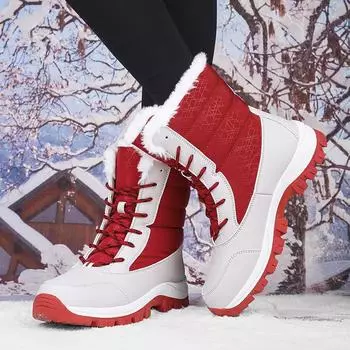 Women s Winter Boots Platform Fashionable Plush High Top Cotton Shoes New Round Head Frenulum Outdoor Non Slip Casual Snow Boots 36