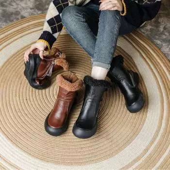 Women s Winter Padded Thickened Non-slip Warm Boots Middle-aged and Elderly Soft Bottom Side Zipper Comfortable and Breathable Muffin Shoes 40 чёрный