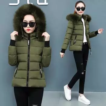 Women s Winter Short Thickened Hooded Warm Jacket Slim Temperament Cotton Jacket