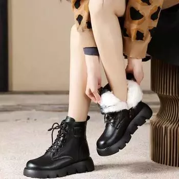 Women s Winter Solid Colour Simple Thick Sole Low Tall Padded Warm Shoes Non Slip Waterproof Snow Boots 40