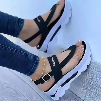 Women Sandals 2024 New Summer Flip Flops Casual Ladies Shoes Women Sandals Open Toe Slipper Female Footwear Zapatos De Mujer 36 чёрный
