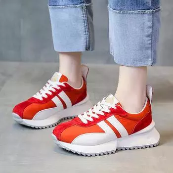 Women Shoes 2024 Fashion Summer Casual Sports Shoes Women Colorful Fashion Middle Heel Thick-soled Sports Shoes Women Shoes 35 красный