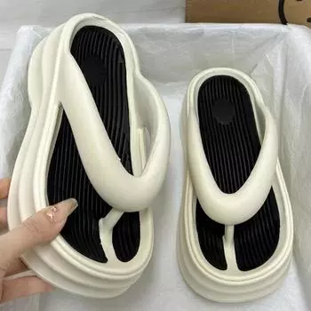 Women Slippers Comfortable Non Slip Thick Sole Sandals Flip Flops Summer Fashion Outdoor Soft Sole Slippers Women Slides Women 36-37 абрикосовый