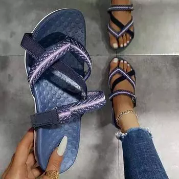 Women Slippers Summer 2 Flat Sandals Women Closed Toe Women Arch Correction Slippers Casual Outdoor Flip Flops Plus Size 35 чёрный