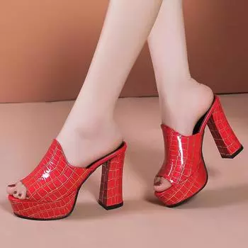 Women Slippers Summer Platform Sandals High Heels Women Shoes Slides Designer Slippers Party Pumps Women Shoes Zapatos De Mujer 35 чёрный