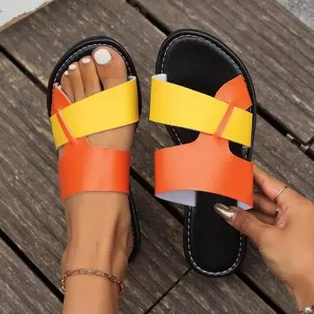 Women Slippers Summer Shoes Women Outdoor Fashion Ladies Shoes Slides Flat Beach Slippers Woman Leather Sandals Zapatos De Mujer 36 чёрный