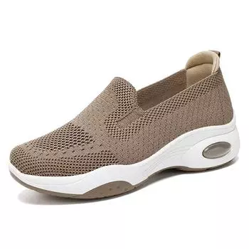 Women Sneakers Spring/Autumn New Breathable Knitted Casual Shoes Fashion Slip on Soft Thick Bottom Walking Shoes Zapatos Mujer 36 чёрный