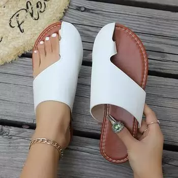 Women Summer Flat Slippers Casual Solid Color Round Toe Wear Slides Roman Style Solid Soft Sole Slides for Women Size 36-43 36 золотой