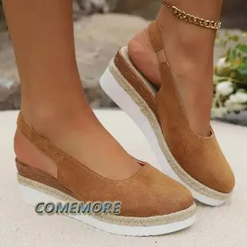 Women Summer Plain Wedge Sandals Bohemian Handmade Ladies Casual Comfortable Espadrilles Platform Pumps Shoes Sandalias De Mujer 36 хаки