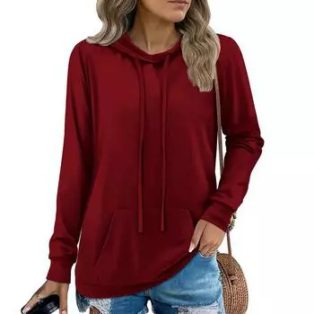 Womens Pullover Hoodies Teen Girls Fashion Hooded Sweatshirt Womans Fall Tunic Top XL винный