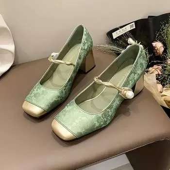 Womens Square Toe Mary Jane Platform Heels Casual Designer Womens Sandals Office Mature Casual Womens Sandals Zapatos De Mujer 34