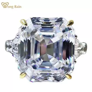 Wong Rain Роскошное модное кольцо из стерлингового серебра 925 пробы изумрудной огранки AAAAA с цирконами, драгоценный камень, свадебное обручальное кольцо для женщин, изящные ювелирные изделия