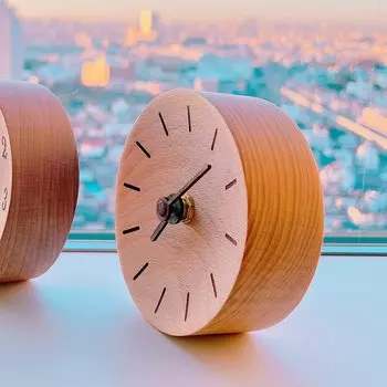 WOOD SHOW Table Table Solid Battery Wood Grain without Clock, Wooden, Stylish, Analog, Clock, Round, Natural, Wood, Quiet, Operated, Simple, Handmade,