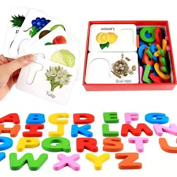 Wooden Alphabet Flashcards For Kids, Educational Learning Toys, Perfect Preschool Gift And Educational Game For Children. One Size