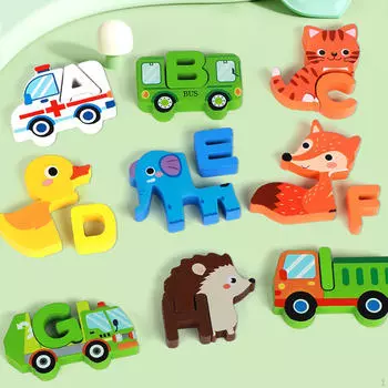 Wooden Alphabet Puzzle Abc Learning Enlightenment Shape Pairing Puzzles Toys