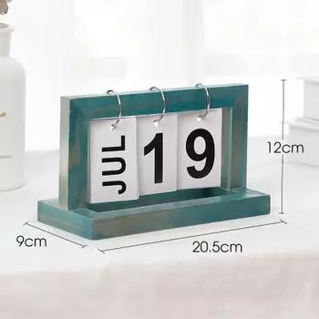Wooden Desk Calendar Flip Chart Page Turning Calendar Reusable Home Calendar Ornament Blue синий