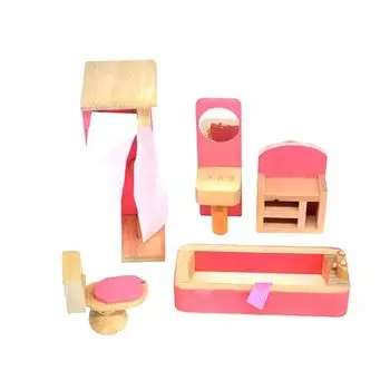 Wooden Doll House Furniture Set With Accessories For Dollhouse