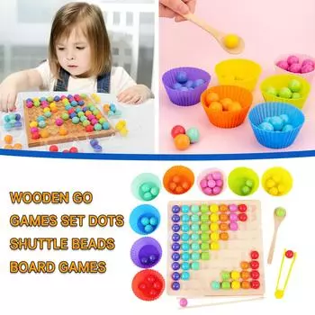 Wooden Games Set Dots Beads Board Games Toy Clip Beads Puzzle