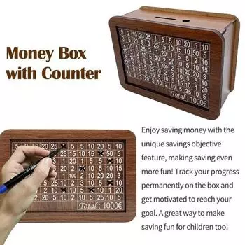 Wooden Money Box DIY Money Box Reusable Banknote Savings Boxes Attached Money Boxes Savings Digital Target Money Boxes коричневый