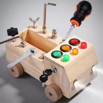 Wooden Montessori Busy Board 2-4 Years Old Children s Early Education Puzzle Toy Sensory Toys Switch Control Box Cart Screw Game