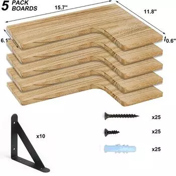 Wooden Triangular Storage Rack Flowerpot Shelf Aesthetic Room Decoration Floating Showcase Large Floating Shelf Home Garden коричневый