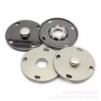 Wool Coat with Big Metal Snap and Concealed Buttons Bright Silver 18.0 MM Round