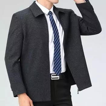 Wool jacket men s spring and autumn woolen jacket short middle-aged business casual men s high-end cashmere top dad s clothing 170