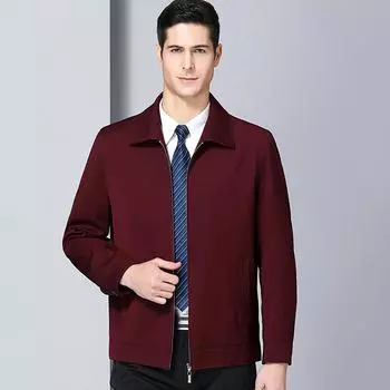 Wool jacket men s spring and autumn new style middle-aged and elderly business casual lapel men s festive red coat daddy wear 170