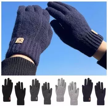 Wool Knitted Woolen Gloves Touchscreen Full Finger Gloves Fashion Men Knitted Gloves Male