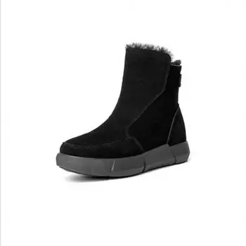 Wool snow boots women s winter 2024 new fur integrated cotton shoes piled thickened Northeast cotton boots non-slip short boots 35
