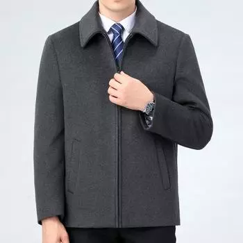 Wool woolen jacket for middle-aged men, business duck down lining, cashmere lapel jacket, winter daddy thick top 165