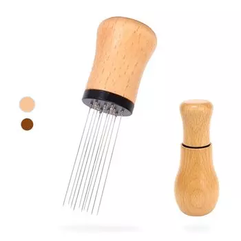 Woouch WDT Tools Диспенсер для эспрессо Мешалка для кофе эспрессо с ручкой и подставкой из натурального дерева Инструмент, 10-пиновый (Ясень Древесина)
