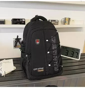 Workwear Retro Style Backpack With Large Capacity And Letter Print Designs