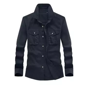 Workwear Shirt Coat Men s Spring and Autumn Casual Shirt Jacket Cardigan Jacket Boys and Teenagers Solid Color M