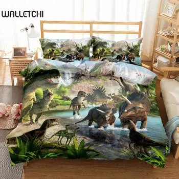 World Dinosaurs Children Duvet Cover Set EU Single Double King US Twin Full Queen Size Bed Linen Set EU single(135x200cm)