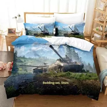 World Of Tanks Bedding Set Single Twin Full Queen King Size Bed Set Adult Kid Bedroom Duvetcover Sets Anime Parure de lit Bed 70x133cm 2pcs