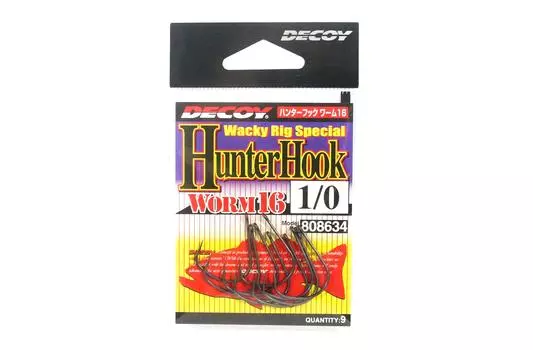 Worm Worm 16 Hunter Hook Wacky Rig Специальные крючки Размер 1/0 (8634)