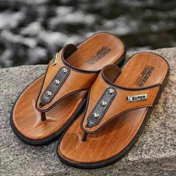 WOTTE Summer Men Slipper Outdoor Beach Slippers Soft Striped Flip Flops Non-slip Chinelo Masculino Pantuflas Chanclas Hombre 39 жёлтый