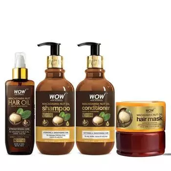 Wow Skin Science Масло ореха макадамии Уход за волосами Ultimate 4 Kit (Шампунь + Кондиционер + Масло для волос + Маска для волос) - 950 мл